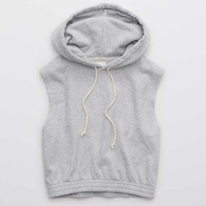 EUC Aerie Sleeveless Cropped Hoodie size large